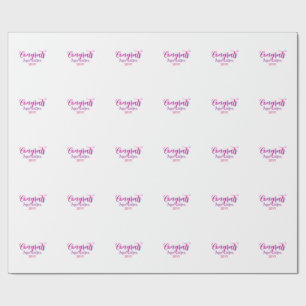 Congrats graduate pink purple name year 20XX date Wrapping Paper