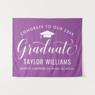 Congrats Graduate Purple Backdrop Tapestry