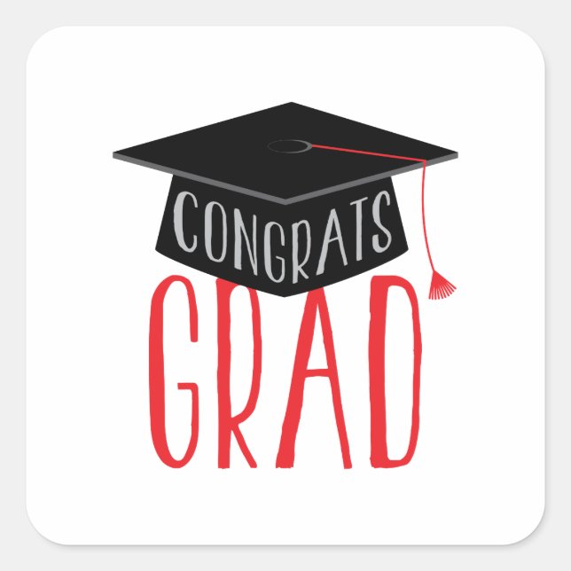 Congrats Graduate Square Sticker (Front)