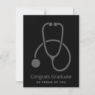 Congrats Graduate Stylish Gray Stethoscope Simple Holiday Card