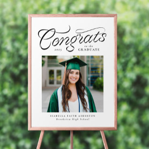 Congrats graduate trendy photo graduation party poster