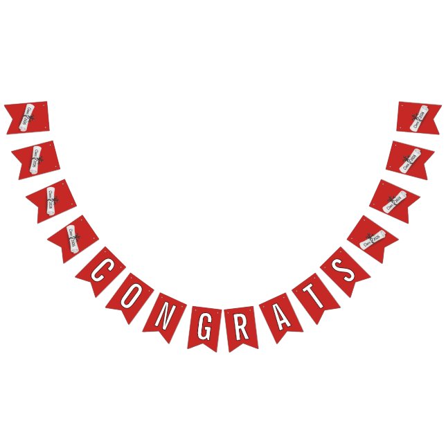 CONGRATS Graduation 2025 White Diploma Bunting (All)
