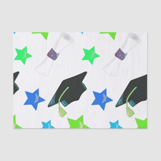 Congrats graduation cap and diploma tissue paper (Front)