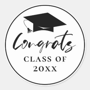 Congrats Graduation Cap Classic Round Sticker