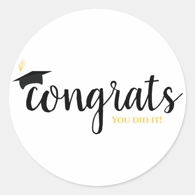 Congrats Graduation Cap Classic Round Sticker (Front)