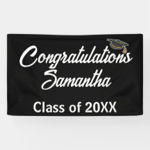 Congrats Graduation Cap Party Banner - Custom Sign