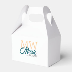 Congrats graduation monogram orange blue 20XX year Favour Box