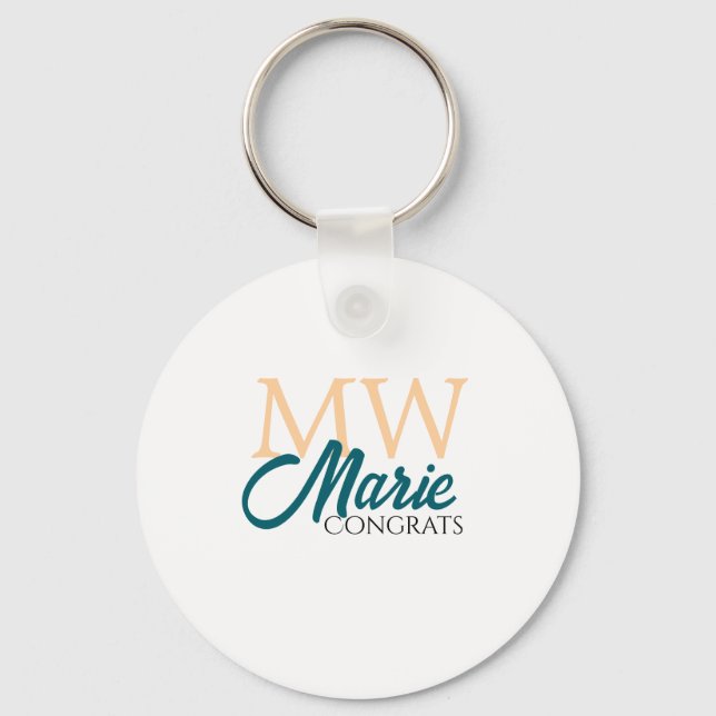 Congrats graduation monogram orange blue 20XX year Key Ring (Front)
