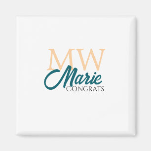 Congrats graduation monogram orange blue 20XX year Magnet