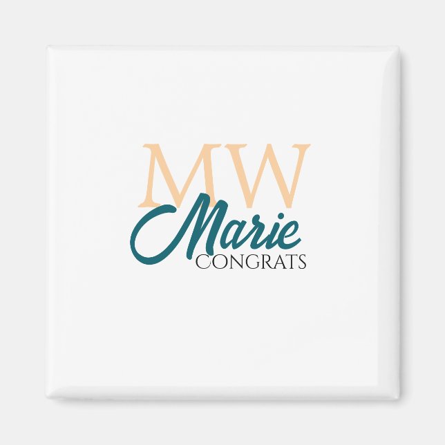 Congrats graduation monogram orange blue 20XX year Magnet (Front)