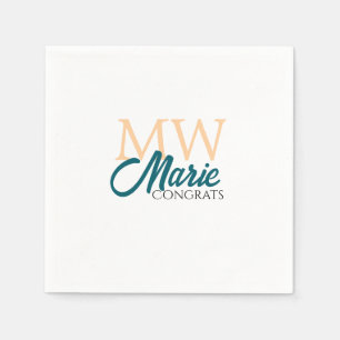 Congrats graduation monogram orange blue 20XX year Napkin