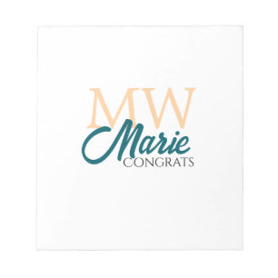 Congrats graduation monogram orange blue 20XX year Notepad