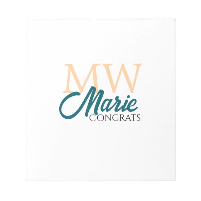 Congrats graduation monogram orange blue 20XX year Notepad (Front)