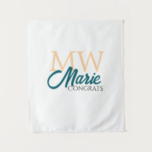 Congrats graduation monogram orange blue 20XX year Tapestry