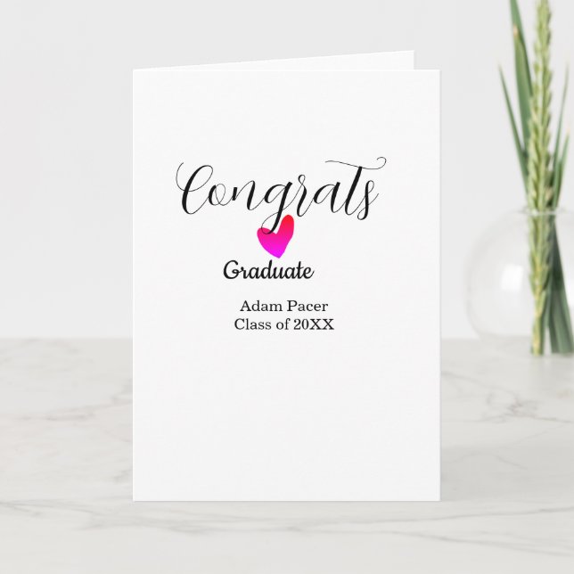 Congrats graduation name class of 20XX year heart  Card (Front)