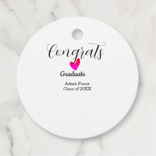 Congrats graduation name class of 20XX year heart Favour Tags