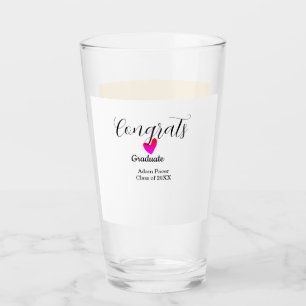 Congrats graduation name class of 20XX year heart Glass