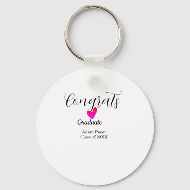 Congrats graduation name class of 20XX year heart  Key Ring (Front)