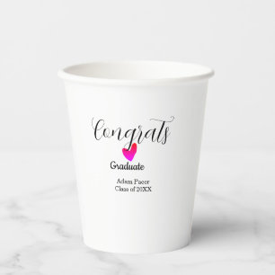 Congrats graduation name class of 20XX year heart Paper Cups