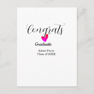 Congrats graduation name class of 20XX year heart  Postcard