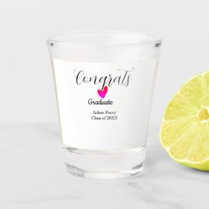Congrats graduation name class of 20XX year heart Shot Glass