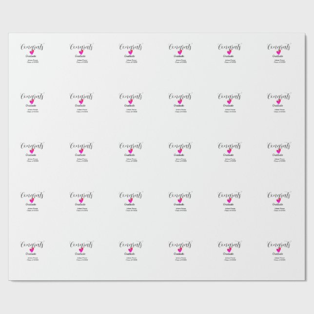 Congrats graduation name class of 20XX year heart  Wrapping Paper (Flat)