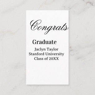 Congrats graduation name university name class of  business card