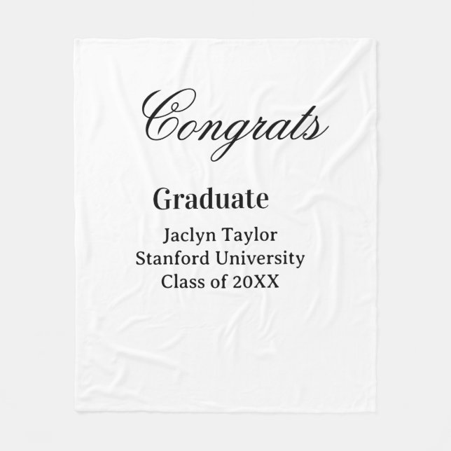 Congrats graduation name university name class of  fleece blanket (Front)