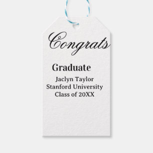 Congrats graduation name university name class of gift tags