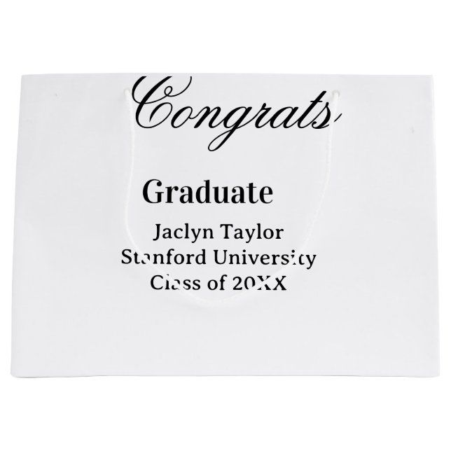 Congrats graduation name university name class of  large gift bag (Front)