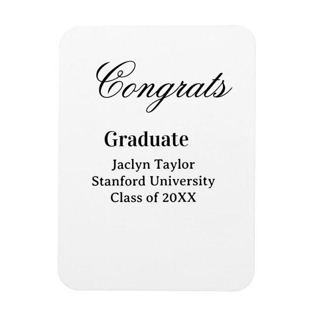 Congrats graduation name university name class of  magnet (Vertical)