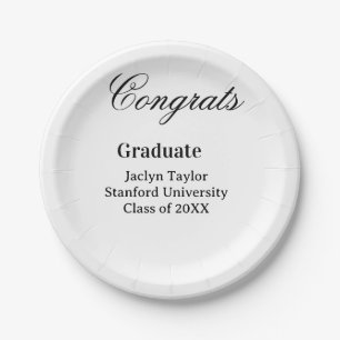 Congrats graduation name university name class of paper plate