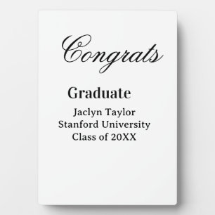 Congrats graduation name university name class of plaque