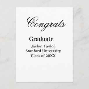 Congrats graduation name university name class of postcard