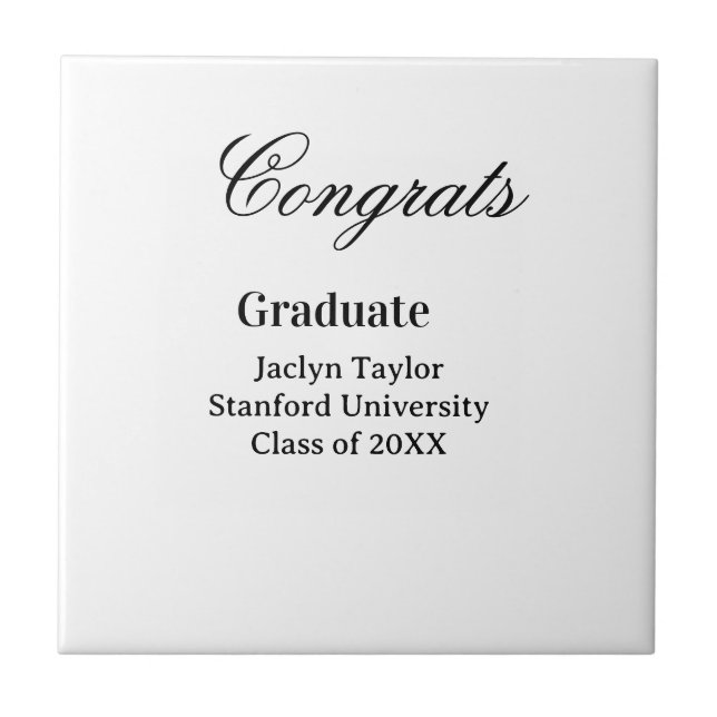 Congrats graduation name university name class of  tile (Front)