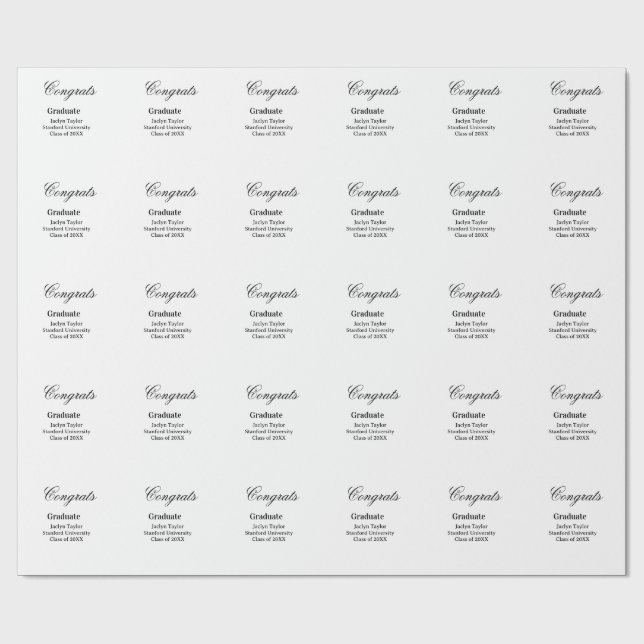 Congrats graduation name university name class of  wrapping paper (Flat)