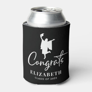 Congrats Graduation Party Black Can Cooler