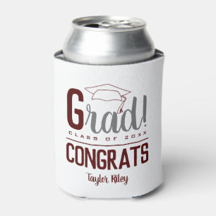 Congrats Graduation Party Maroon and Grey Can Cooler