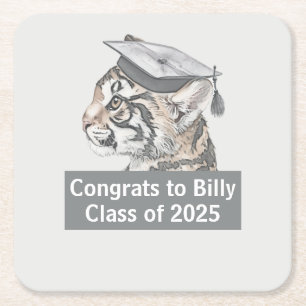 Congrats Graduation Square Paper Coaster