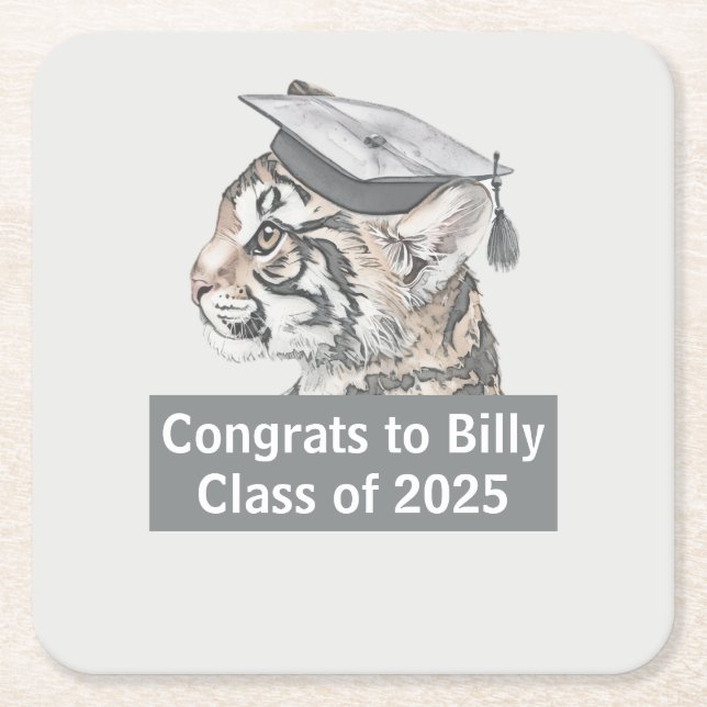 Congrats Graduation Square Paper Coaster (Front)