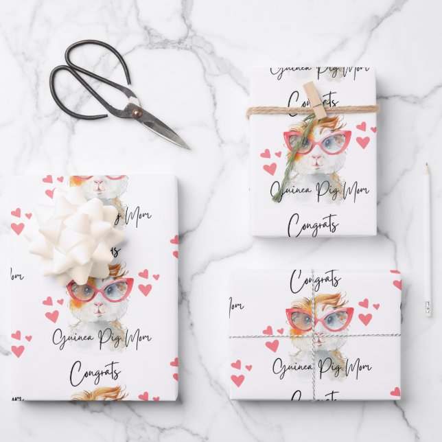 Congrats Guinea Pig Mum Wrapping Paper Sheets (Front)