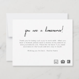 Congrats Homeowner Post Closing Card