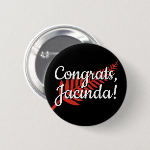 Congrats, Jacinda! Custom Text and Colors Fern 6 Cm Round Badge
