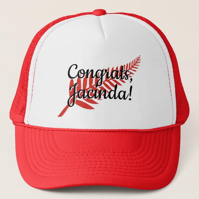Congrats, Jacinda! Custom Text and Colors Fern Trucker Hat (Front)