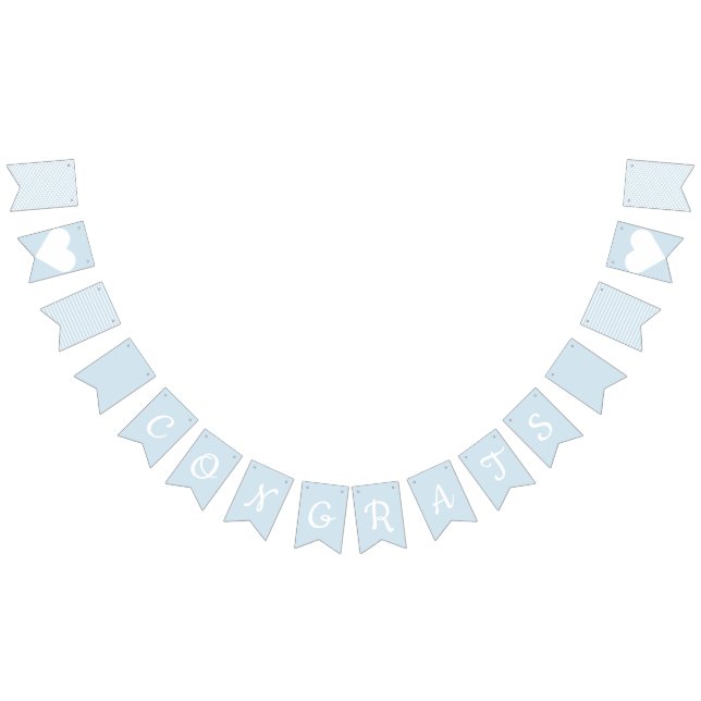 Congrats Light Blue and White Preppy Bunting  (All)