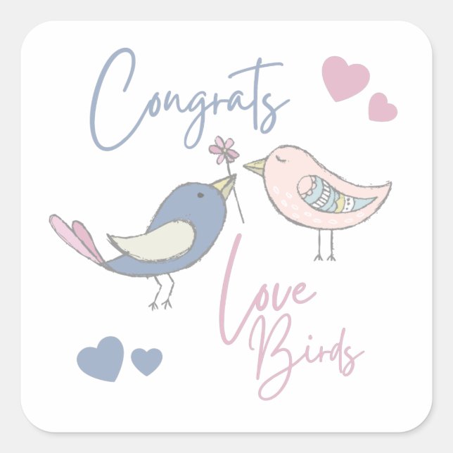 Congrats Love Birds Stickers (Front)