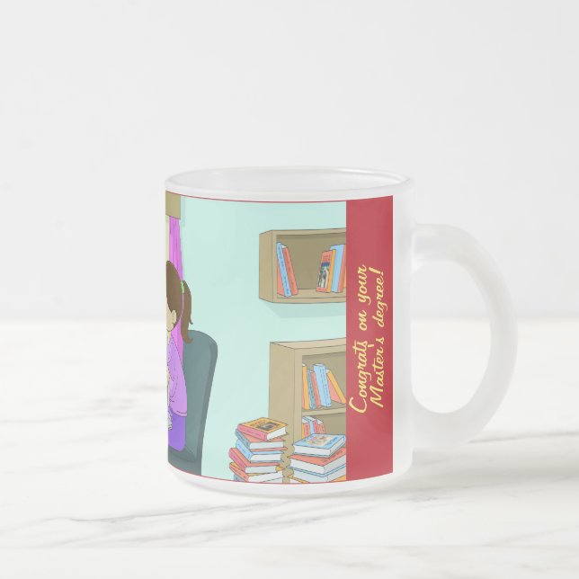 Congrats Master's Degree, Funny Books, Cute Grad  Frosted Glass Coffee Mug (Right)