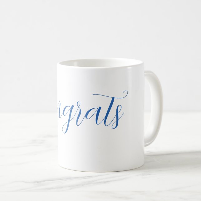 congrats name blue stylish graduation date year coffee mug (Front Right)