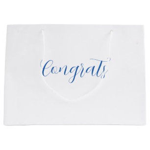 congrats name blue stylish graduation date year large gift bag