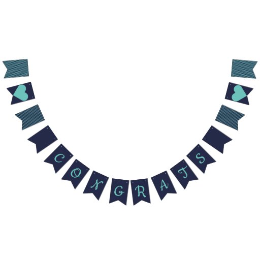 Image of Congrats Navy and Teal Preppy Bunting Bunting
